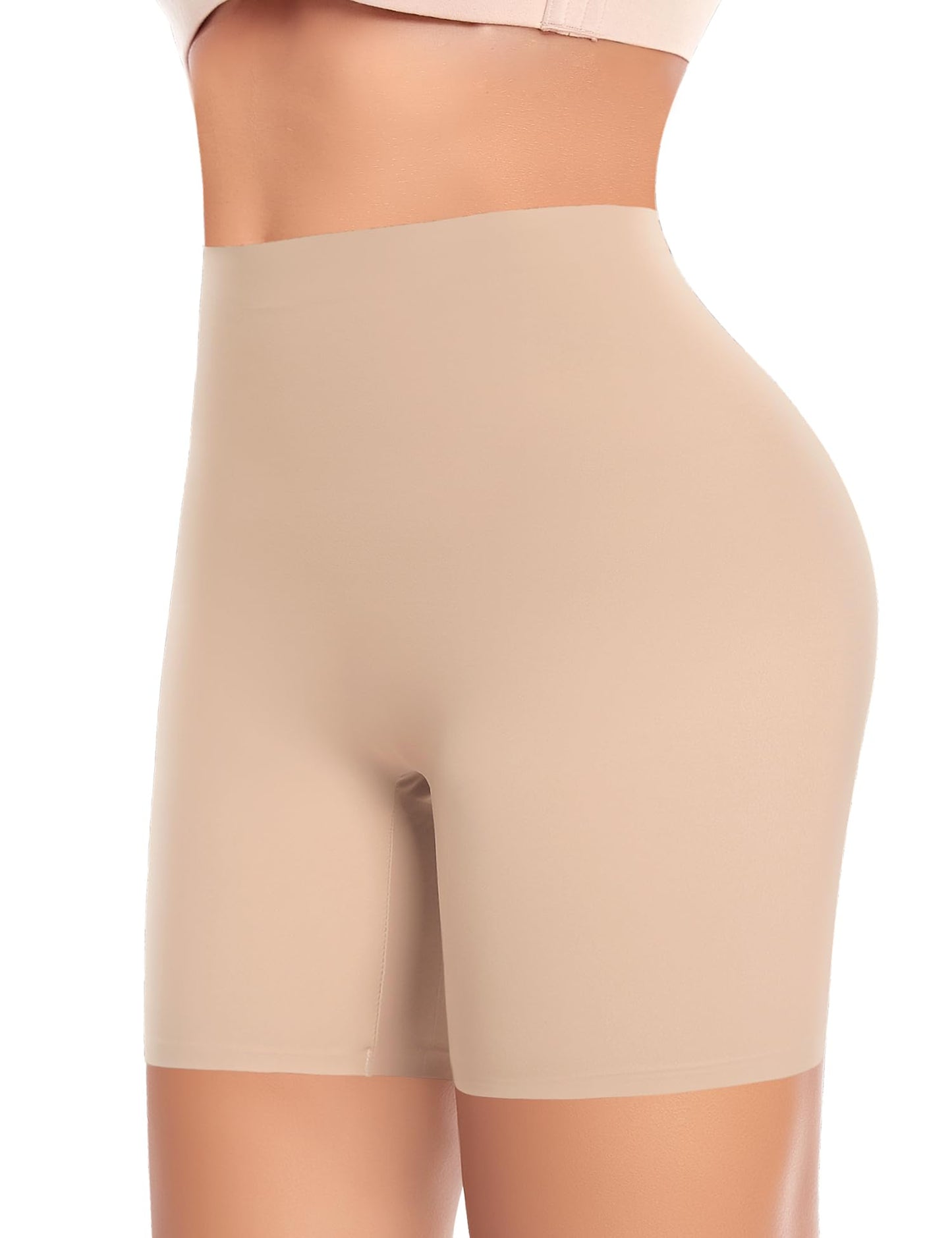 Womens Seamless Shaping Boyshorts Panties Tummy Control Underwear Slimming Shapewear Slip Shorts(#A1 Beige(no Control),Medium)